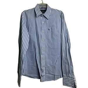 Abercrombie & Fitch XL Muscle‎ Fit Blue White Striped Long Sleeve Button Shirt